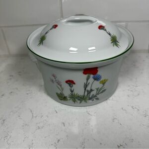 Philippe Deshoulieres Floral French Porcelain Lidded Tureen Bowl Cottagecore